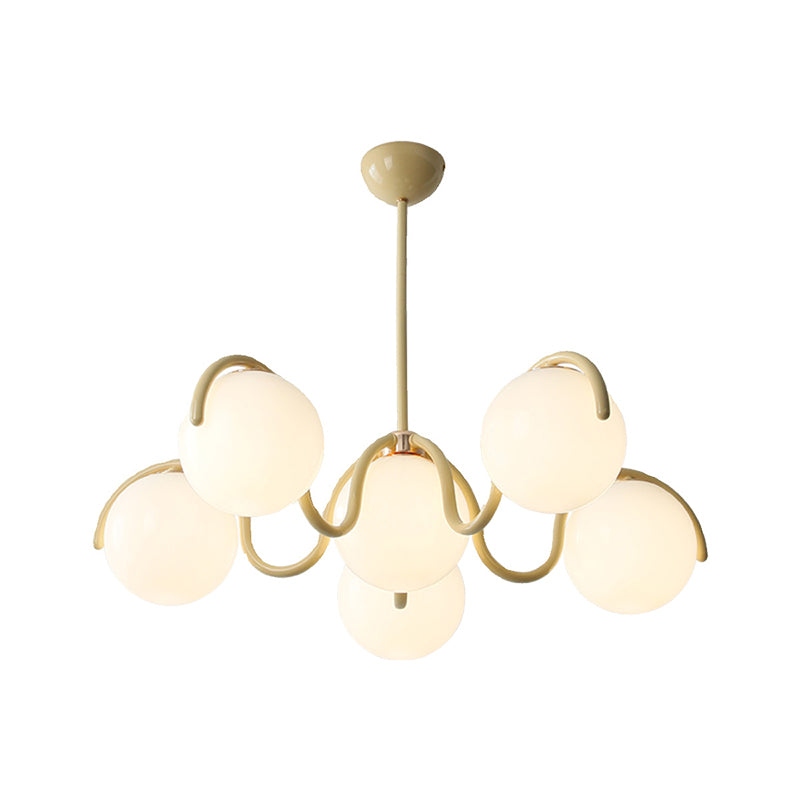 Contemporary Scandinavian Spherical Iron Glass 6-Light Chandelier For Bedroom