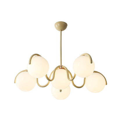 Contemporary Scandinavian Spherical Iron Glass 6-Light Chandelier For Bedroom