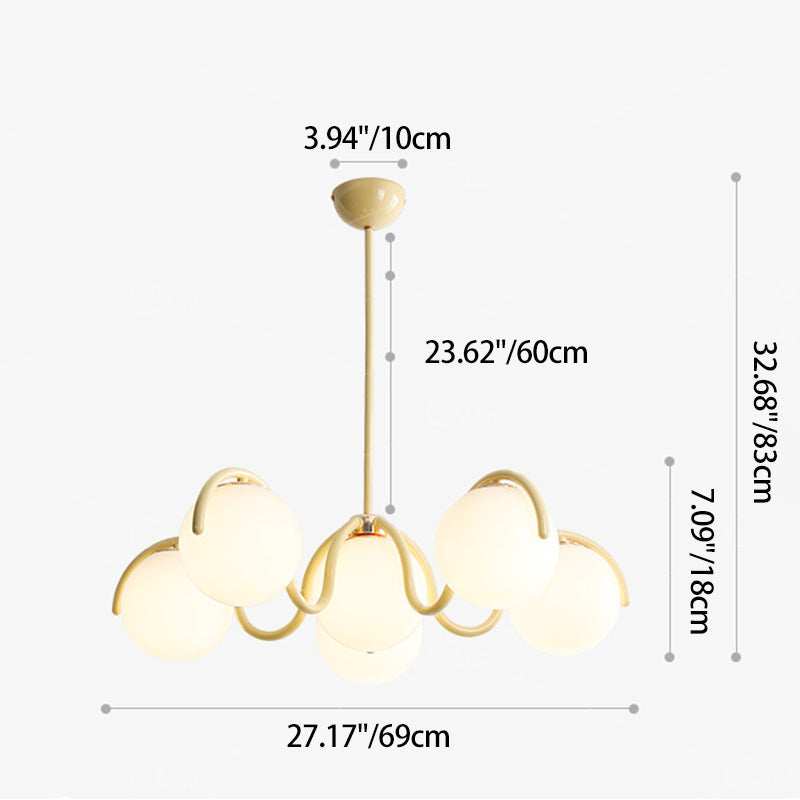 Contemporary Scandinavian Spherical Iron Glass 6-Light Chandelier For Bedroom