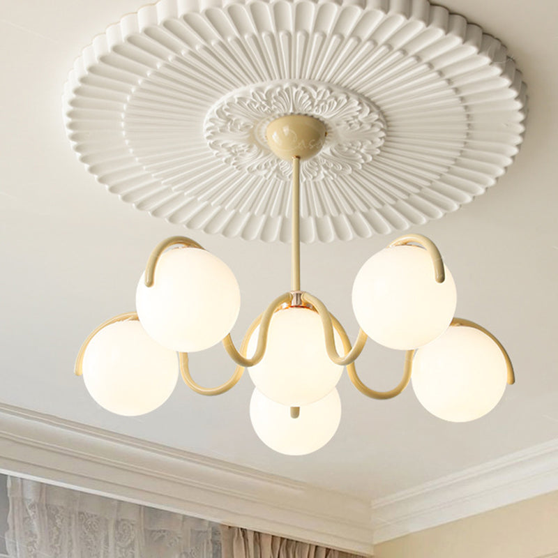 Contemporary Scandinavian Spherical Iron Glass 6-Light Chandelier For Bedroom
