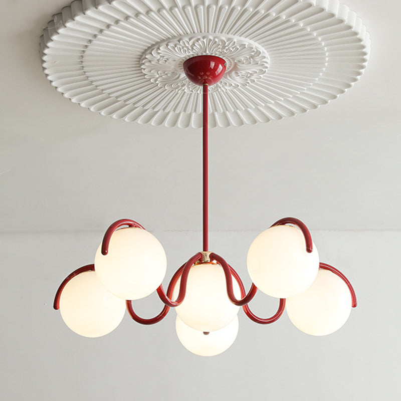 Contemporary Scandinavian Spherical Iron Glass 6-Light Chandelier For Bedroom