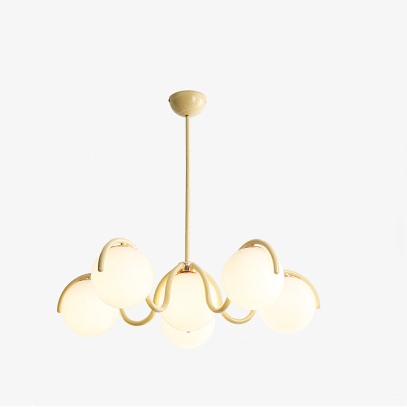 Contemporary Scandinavian Spherical Iron Glass 6-Light Chandelier For Bedroom