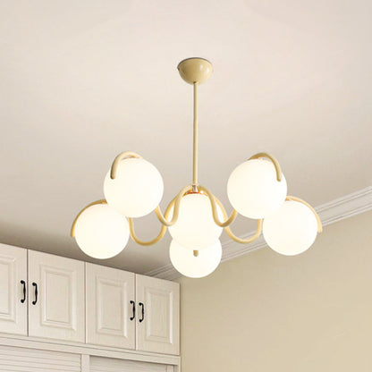 Contemporary Scandinavian Spherical Iron Glass 6-Light Chandelier For Bedroom