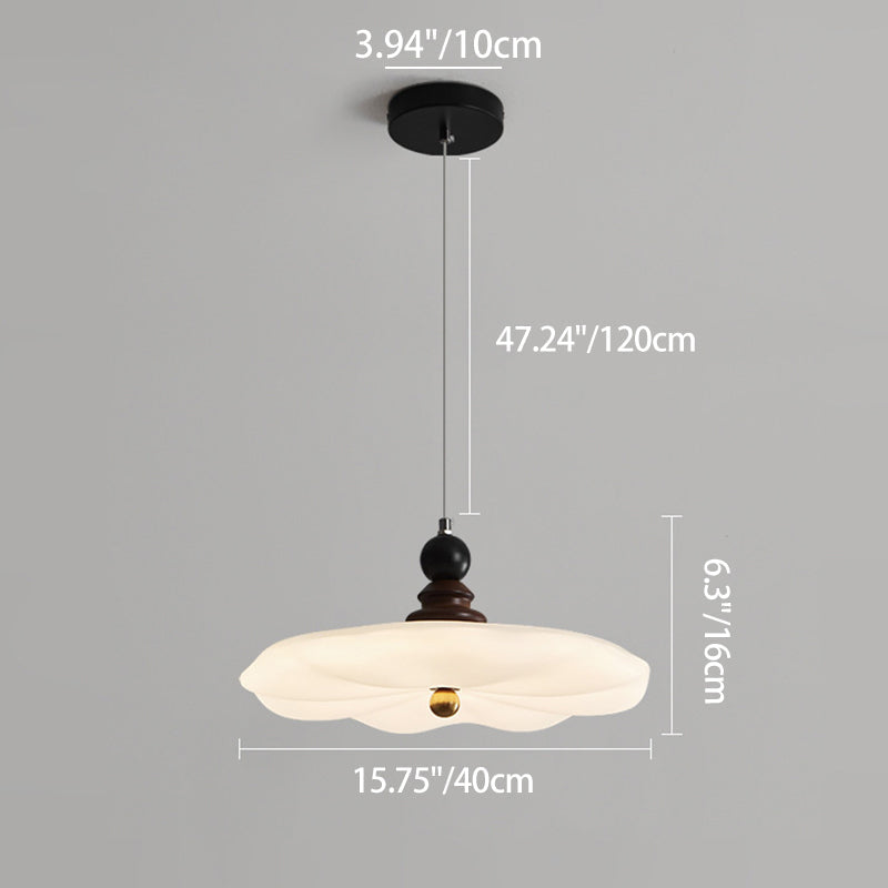 Traditional Vintage Flower Shaped Iron Rubberwood Plastic LED Pendant Light For Dining Room