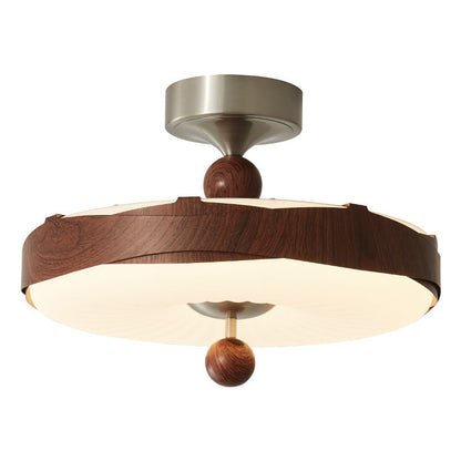 Traditional Vintage Disc Shape Iron Plastic LED Semi-Flush Mount Ceiling Light For Bedroom