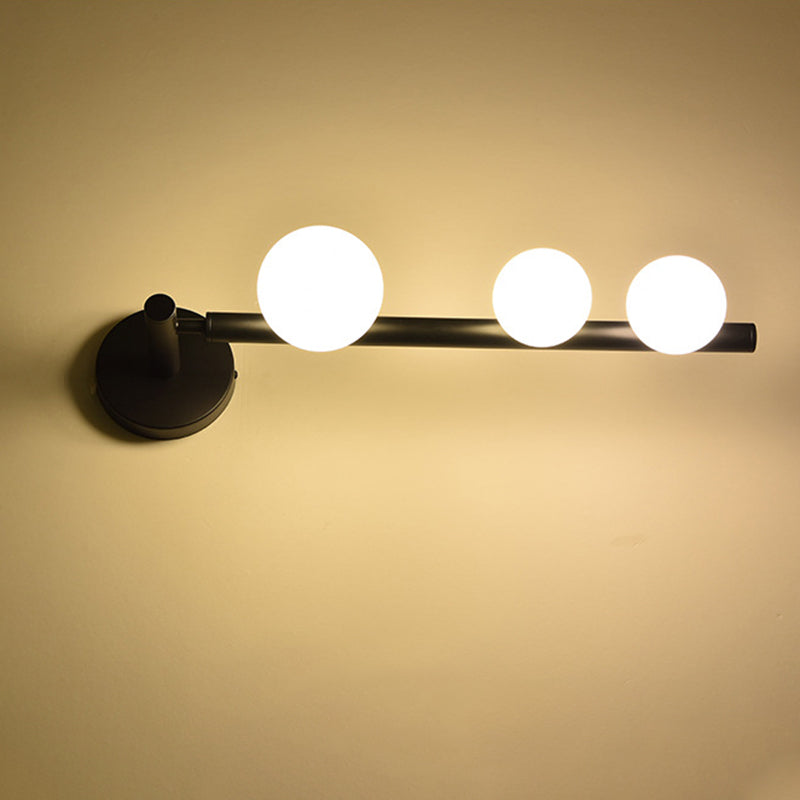 Modern Simplicity Linear Metal Iron Glass 3-Light Wall Sconce Lamp For Bedroom