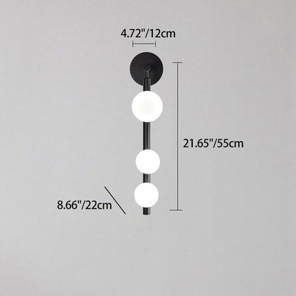 Modern Simplicity Linear Metal Iron Glass 3-Light Wall Sconce Lamp For Bedroom