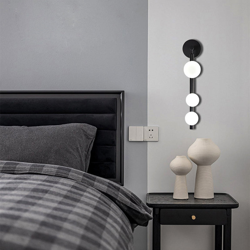 Modern Simplicity Linear Metal Iron Glass 3-Light Wall Sconce Lamp For Bedroom