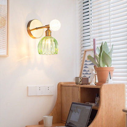 Traditional Vintage Floral Shade Hardware Acrylic Glass 1-Light Wall Sconce Lamp For Bedroom