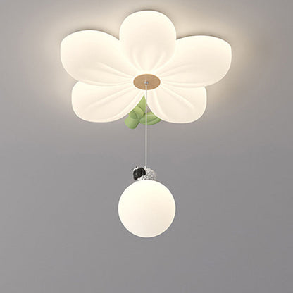 Contemporary Creative Kids Flower Shaped Iron Plastic LED Flush Mount Ceiling Light For Bedroom