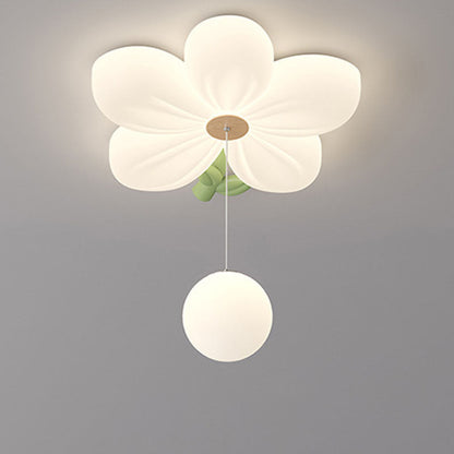 Contemporary Creative Kids Flower Shaped Iron Plastic LED Flush Mount Ceiling Light For Bedroom