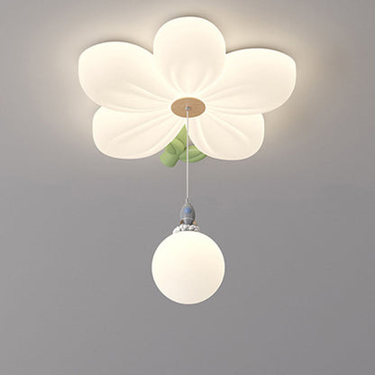 Contemporary Creative Kids Flower Shaped Iron Plastic LED Flush Mount Ceiling Light For Bedroom