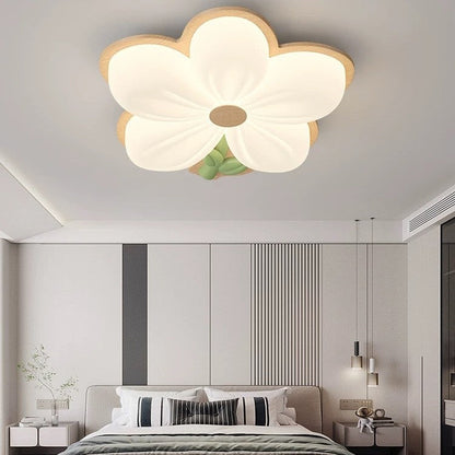Contemporary Creative Kids Flower Shaped Iron Plastic LED Flush Mount Ceiling Light For Bedroom