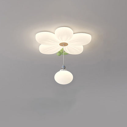 Contemporary Creative Kids Flower Shaped Iron Plastic LED Flush Mount Ceiling Light For Bedroom