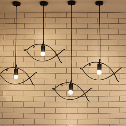 Contemporary Industrial Fish Line Iron 1/3-Light Pendant Light For Dining Room