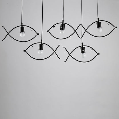 Contemporary Industrial Fish Line Iron 1/3-Light Pendant Light For Dining Room