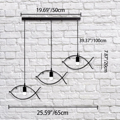 Contemporary Industrial Fish Line Iron 1/3-Light Pendant Light For Dining Room