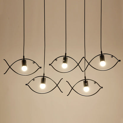 Contemporary Industrial Fish Line Iron 1/3-Light Pendant Light For Dining Room