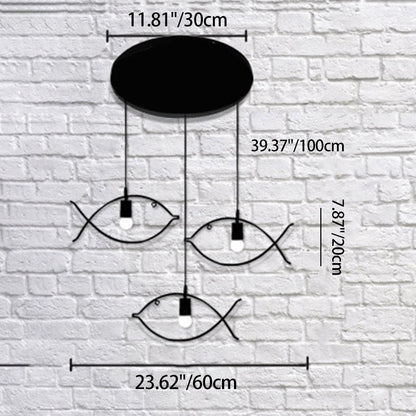 Contemporary Industrial Fish Line Iron 1/3-Light Pendant Light For Dining Room