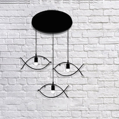 Contemporary Industrial Fish Line Iron 1/3-Light Pendant Light For Dining Room