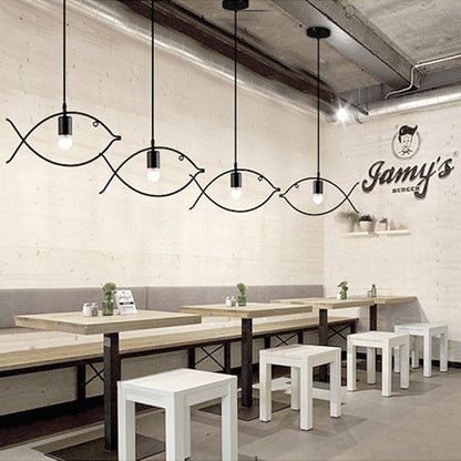 Contemporary Industrial Fish Line Iron 1/3-Light Pendant Light For Dining Room
