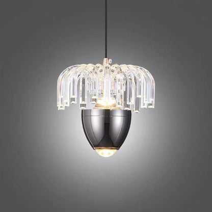 Traditional French Liftable Pinecone Shape Aluminum Acrylic LED Pendant Light For Bedroom