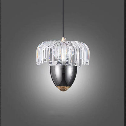 Traditional French Liftable Pinecone Shape Aluminum Acrylic LED Pendant Light For Bedroom