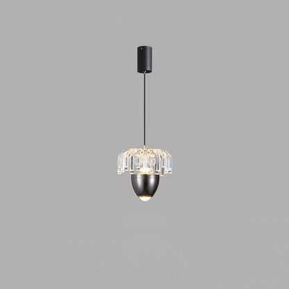 Traditional French Liftable Pinecone Shape Aluminum Acrylic LED Pendant Light For Bedroom