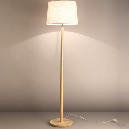Modern Minimalist Cylindrical Ash Iron Fabric 1-Light Standing Floor Lamp For Bedroom