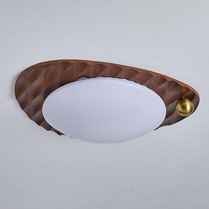 伝統的なヴィンテージ不規則な形状のハニカムフラワーパターンオークアイアンPVC LEDフラッシュマウントシーリングライト寝室用