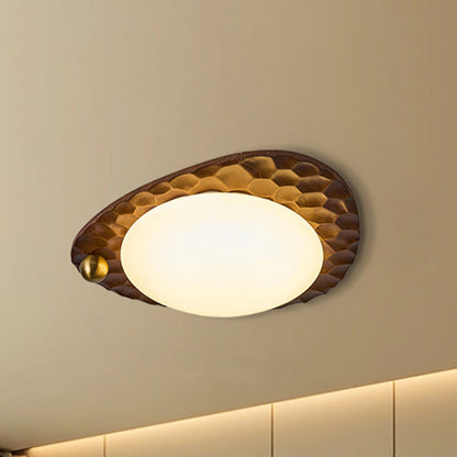 伝統的なヴィンテージ不規則な形状のハニカムフラワーパターンオークアイアンPVC LEDフラッシュマウントシーリングライト寝室用