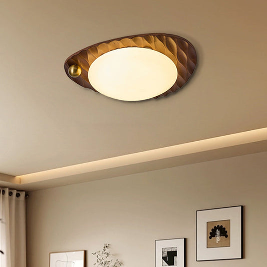 伝統的なヴィンテージ不規則な形状のハニカムフラワーパターンオークアイアンPVC LEDフラッシュマウントシーリングライト寝室用