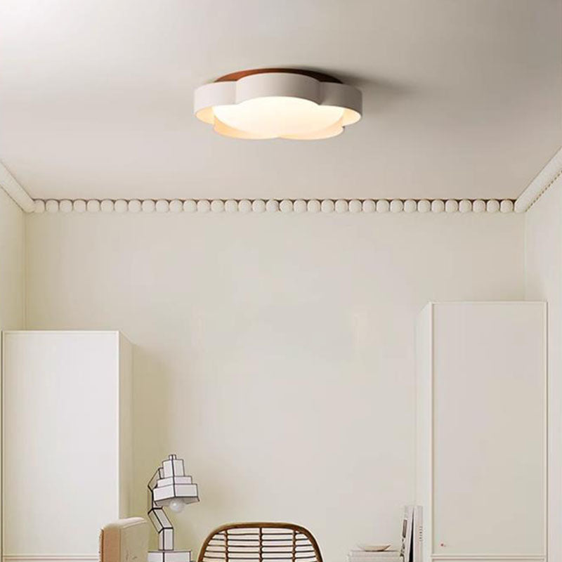 Modern Minimalist Flower Shaped Iron Acrylic LED Flush Mount Ceiling Light For Bedroom