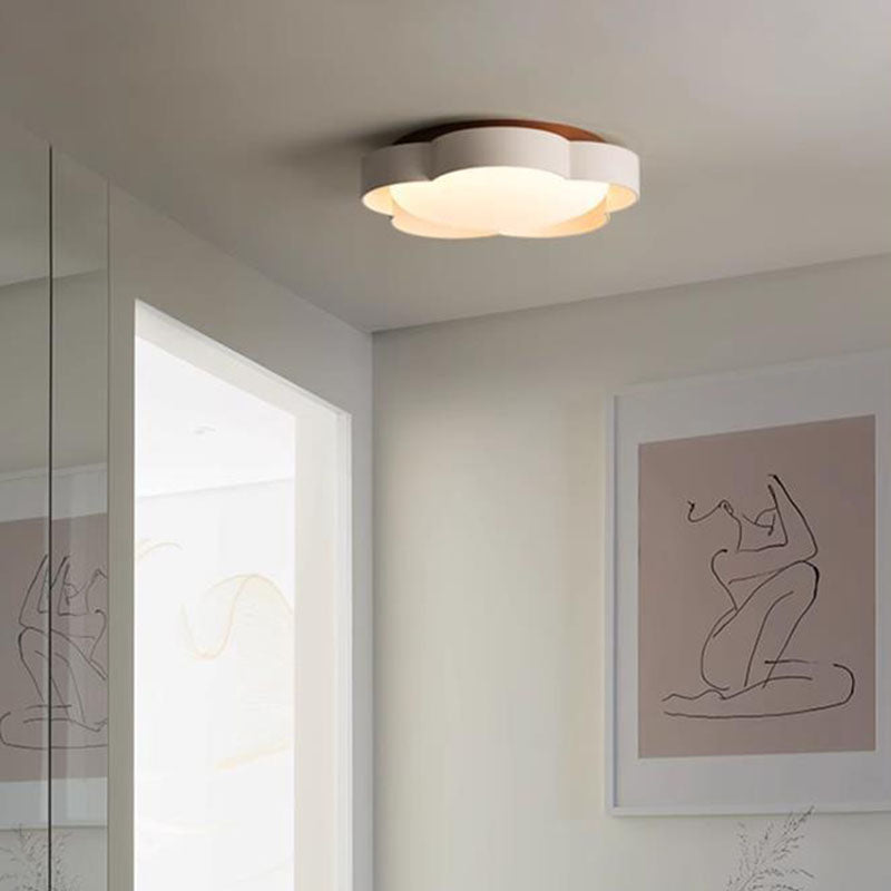 Modern Minimalist Flower Shaped Iron Acrylic LED Flush Mount Ceiling Light For Bedroom