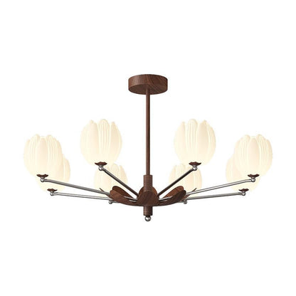 Traditional French Flower Iron Plastic LED Chandelier For Living Room