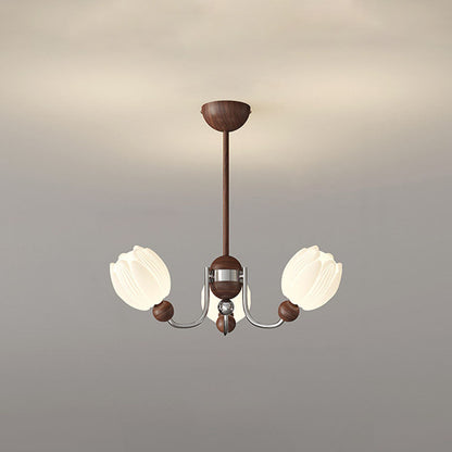 Traditional French Flower Iron Plastic LED Chandelier For Living Room