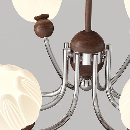 Traditional French Flower Iron Plastic LED Chandelier For Living Room