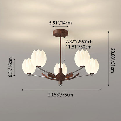 Traditional French Flower Iron Plastic LED Chandelier For Living Room