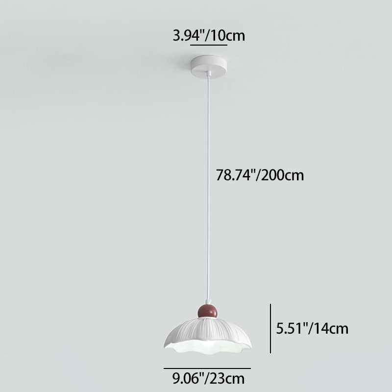 Traditional Vintage Flower Shape Hardware Resin 1-Light Pendant Light For Bedroom