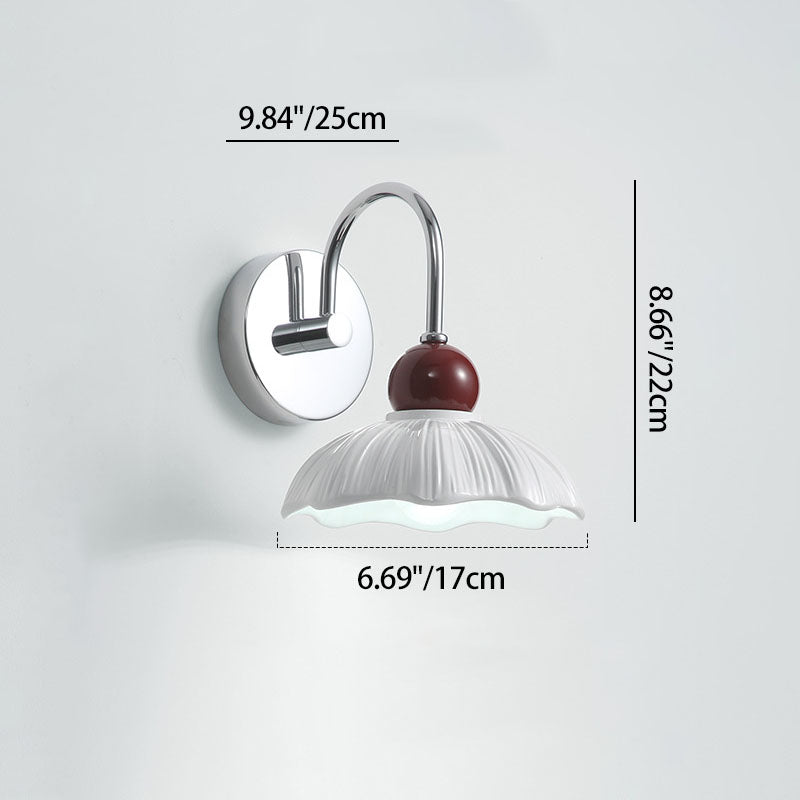Traditional Vintage Flower Shape Hardware Resin 1-Light Wall Sconce Lamp For Bedroom