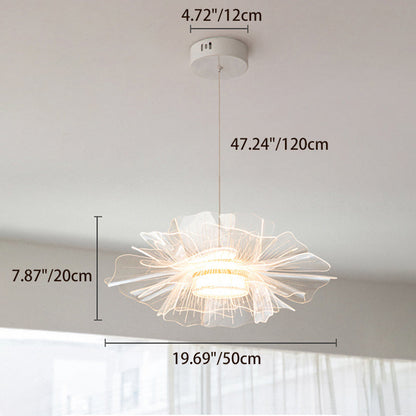 Modern Art Deco Flower Shape Carbon Steel Acrylic LED Pendant Light For Living Room