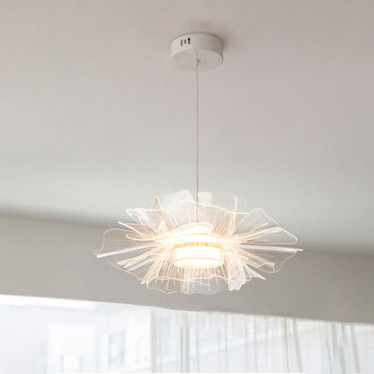 Modern Art Deco Flower Shape Carbon Steel Acrylic LED Pendant Light For Living Room