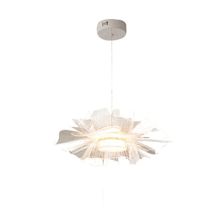 Modern Art Deco Flower Shape Carbon Steel Acrylic LED Pendant Light For Living Room