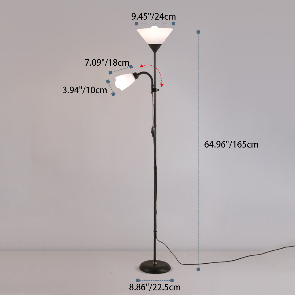 Modern Minimalist Inverted Triangle Iron Silicone PVC 2-Light Standing Floor Lamp For Living Room