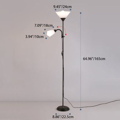 Modern Minimalist Inverted Triangle Iron Silicone PVC 2-Light Standing Floor Lamp For Living Room