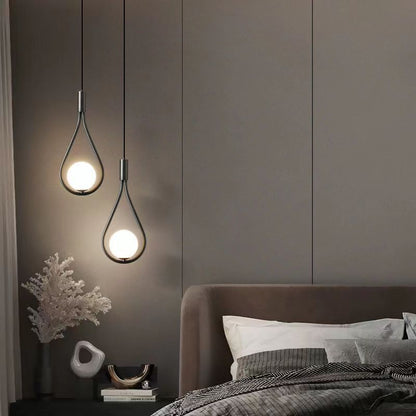 Modern Simplicity Teardrop Oval Iron Glass 1/2-Light Pendant Light For Bedroom