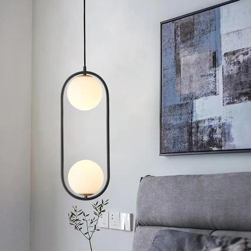 Modern Simplicity Teardrop Oval Iron Glass 1/2-Light Pendant Light For Bedroom