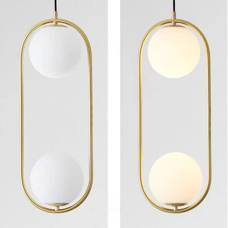 Modern Simplicity Teardrop Oval Iron Glass 1/2-Light Pendant Light For Bedroom
