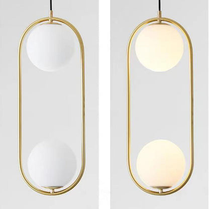 Modern Simplicity Teardrop Oval Iron Glass 1/2-Light Pendant Light For Bedroom