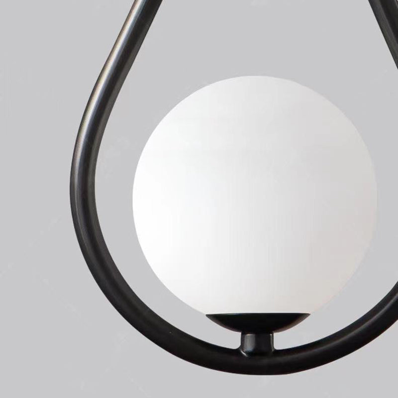 Modern Simplicity Teardrop Oval Iron Glass 1/2-Light Pendant Light For Bedroom